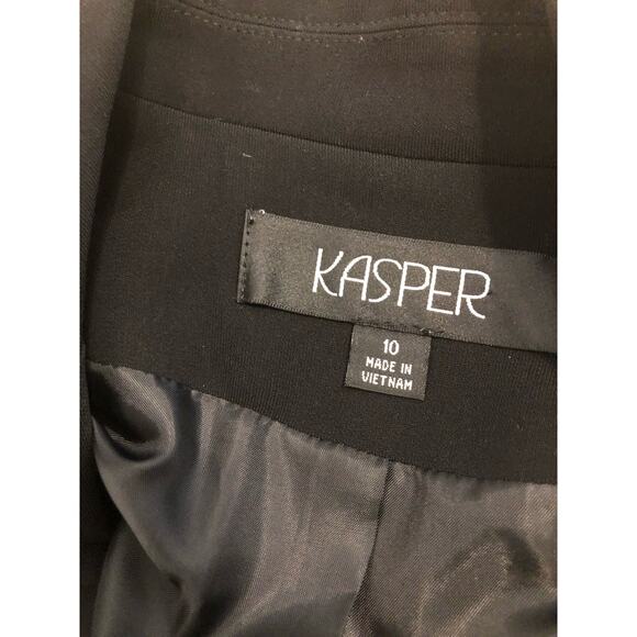 Kasper Womens Suit Jacket Size 10 Black 3 Buttons Whimsigoth Career Preppy Fairy - Picture 7 of 9